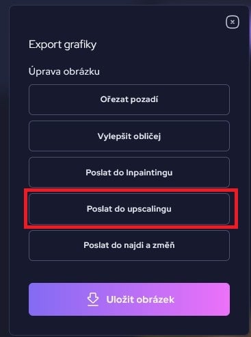 poslat obrázek do AI funkce upscaling